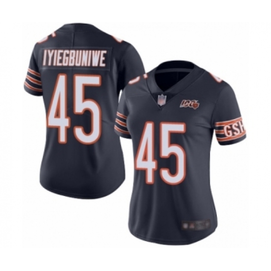 Women's Chicago Bears #45 Joel Iyiegbuniwe Navy Blue Team Color 100th Season Limited Football Jersey - Ujersey