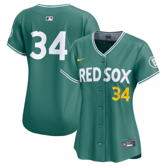 Women's Boston Red Sox #34 David Ortiz Green 2025 City Connect Limited Stitched Baseball Jersey(Run Small) - Ujersey