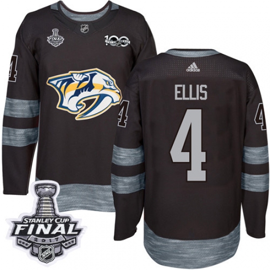 Men's Adidas Nashville Predators #4 Ryan Ellis Premier Black 1917-2017 100th Anniversary 2017 Stanley Cup Final NHL Jersey - Ujersey