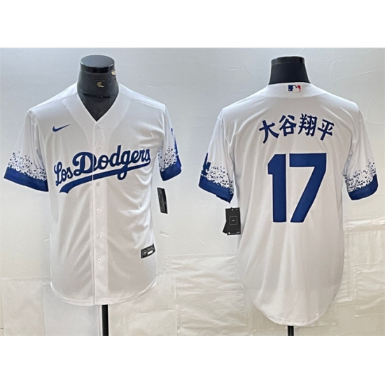 Men's Los Angeles Dodgers #17 大谷翔平 White City Connect Cool Base Stitched Jersey - Ujersey