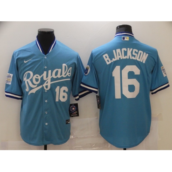 Men's Nike Kansas City Royals #16 Bo Jackson Light Blue Alternate Stitched Baseball Jersey - Ujersey