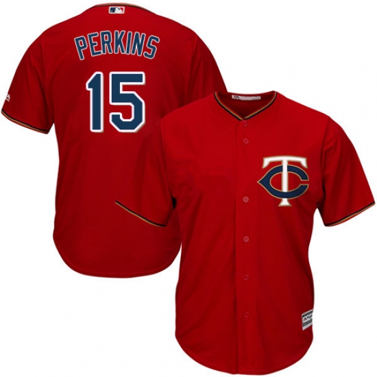 Youth Majestic Minnesota Twins #15 Glen Perkins Authentic Scarlet Alternate Cool Base MLB Jersey - Ujersey