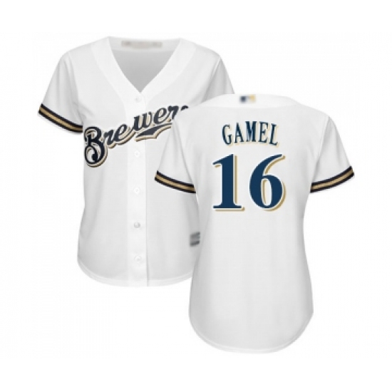 Women's Milwaukee Brewers #16 Ben Gamel Replica White Alternate Cool Base Baseball Jersey - Ujersey