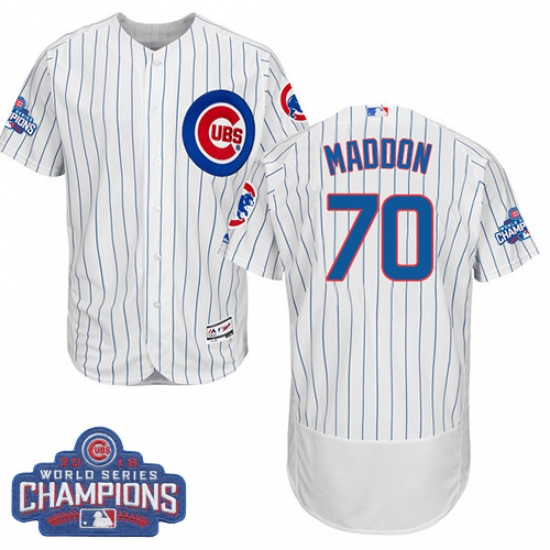 Men's Majestic Chicago Cubs #70 Joe Maddon White 2016 World Series Champions Flexbase Authentic Collection MLB Jersey - Ujersey