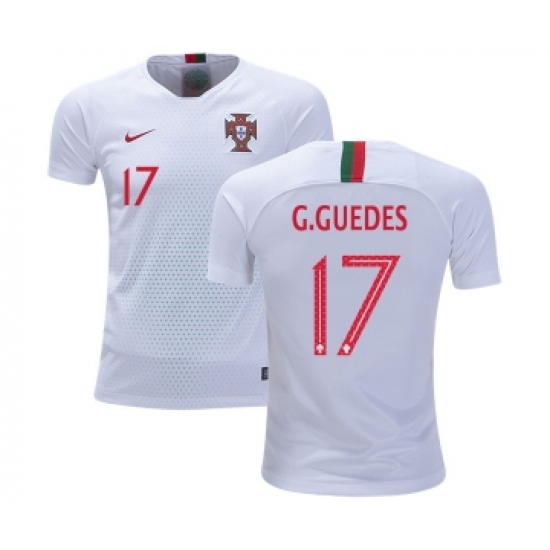 Portugal #17 G.Guedes Away Kid Soccer Country Jersey