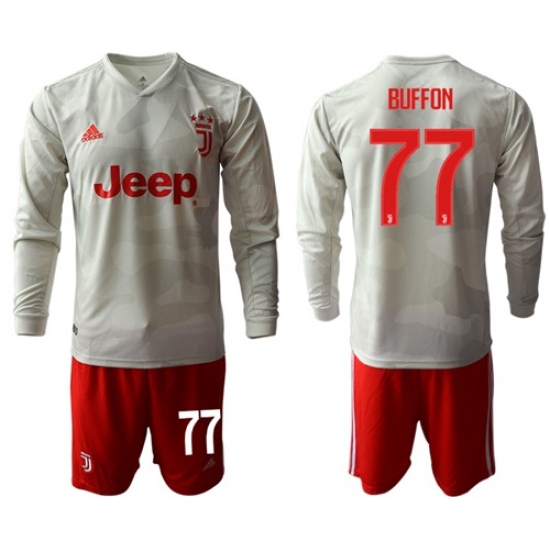 Juventus #77 Buffon Away Long Sleeves Soccer Club Jersey