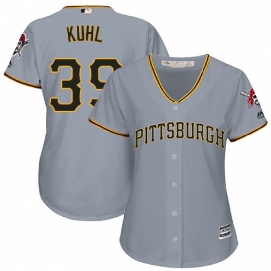 Women's Majestic Pittsburgh Pirates #39 Chad Kuhl Authentic Grey Road Cool Base MLB Jersey - Ujersey