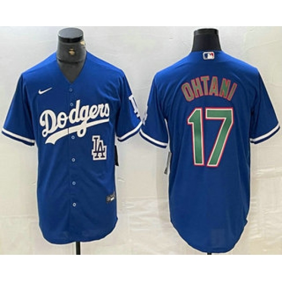 Men's Los Angeles Dodgers #17 Shohei Ohtani Blue Green Stitched Cool Base Nike Jersey - Ujersey