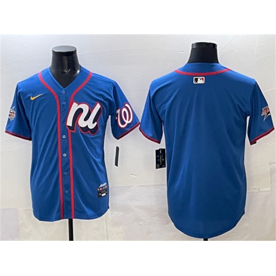 Men's National League Washington Nationals Blank Blue 2025 All-Star Edition Limited Stitched Baseball Jersey - Ujersey