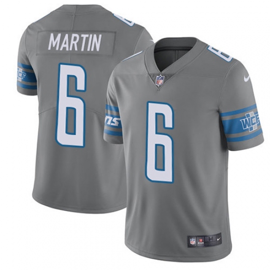 Men's Nike Detroit Lions #6 Sam Martin Elite Steel Rush Vapor Untouchable NFL Jersey - Ujersey