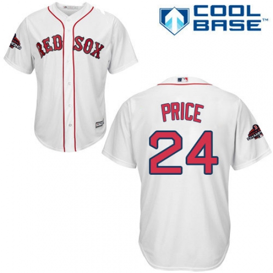 Youth Majestic Boston Red Sox #24 David Price Authentic White Home Cool Base 2018 World Series Champions MLB Jersey - Ujersey