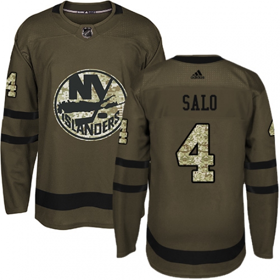 Youth Adidas New York Islanders #4 Robin Salo Premier Green Salute to Service NHL Jersey - Ujersey