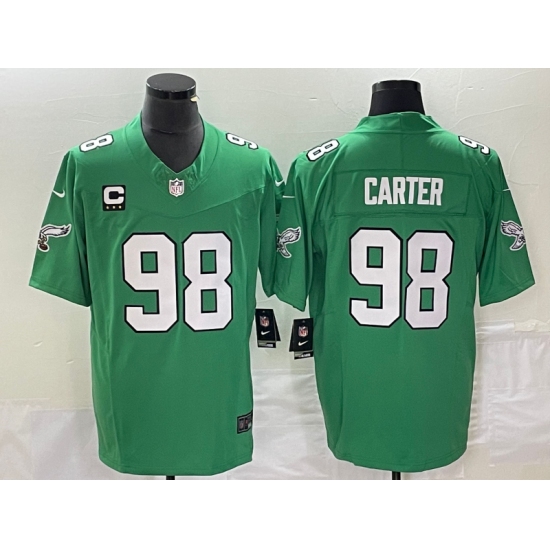 Men's Nike Philadelphia Eagles #98 Jalen Carter Green 2023 F.U.S.E. Vapor Untouchable With C Stitched Football Jersey - Ujersey