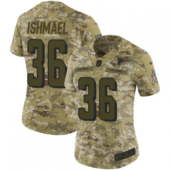 Women's Nike Atlanta Falcons #36 Kemal Ishmael Limited Camo 2018 Salute to Service NFL Jersey - Ujersey
