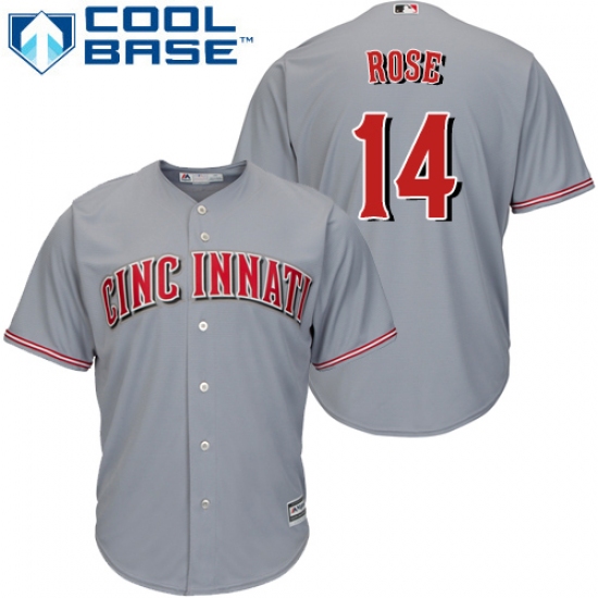 Men's Majestic Cincinnati Reds #14 Pete Rose Replica Grey Road Cool Base MLB Jersey - Ujersey