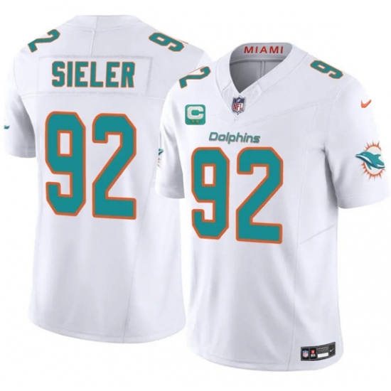 Men's Miami Dolphins #92 Zach Sieler White 2025 F.U.S.E. With 2-Star C Vapor Limited Football Stitched Jersey - Ujersey