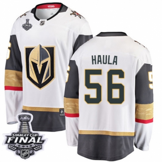 Youth Vegas Golden Knights #56 Erik Haula Authentic White Away Fanatics Branded Breakaway 2018 Stanley Cup Final NHL Jersey - Ujersey