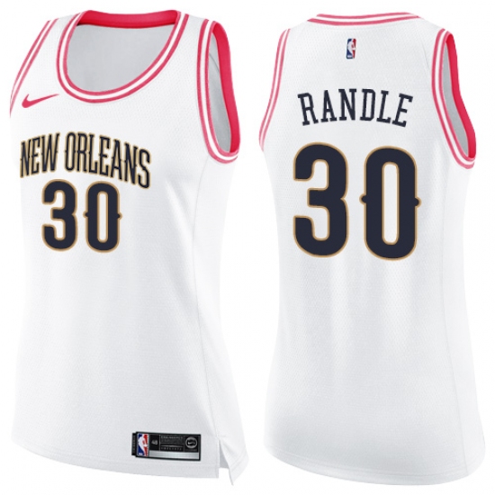 Women's Nike New Orleans Pelicans #30 Julius Randle Swingman White Pink Fashion NBA Jersey - Ujersey