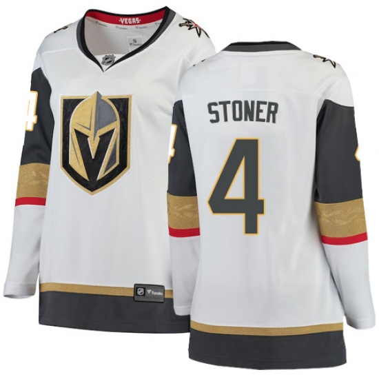 Women's Vegas Golden Knights #4 Clayton Stoner Authentic White Away Fanatics Branded Breakaway NHL Jersey - Ujersey
