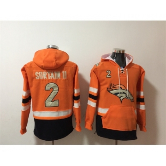Men's Denver Broncos #2 Patrick Surtain II Orange Ageless Must-Have Lace-Up Pullover Hoodie - Ujersey