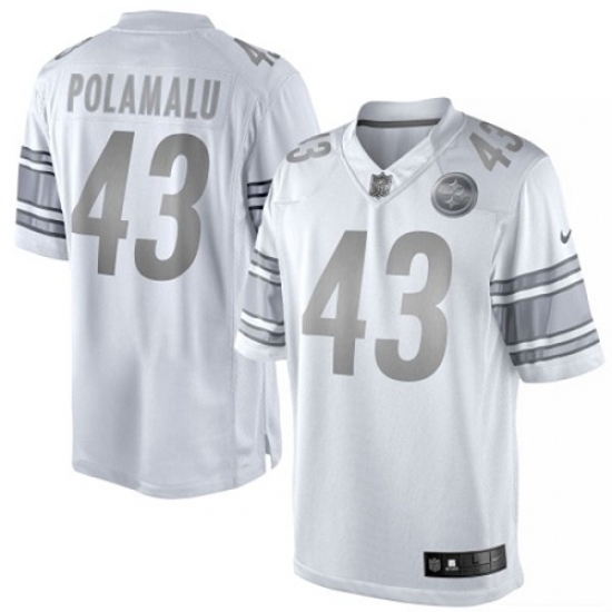 Men's Nike Pittsburgh Steelers #43 Troy Polamalu Limited White Platinum NFL Jersey - Ujersey