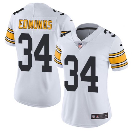 Women's Nike Pittsburgh Steelers #34 Terrell Edmunds White Vapor Untouchable Limited Player NFL Jersey - Ujersey