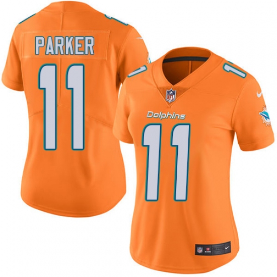 Women's Nike Miami Dolphins #11 DeVante Parker Limited Orange Rush Vapor Untouchable NFL Jersey - Ujersey