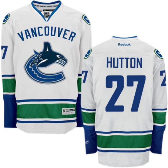 Women's Reebok Vancouver Canucks #27 Ben Hutton Authentic White Away NHL Jersey - Ujersey