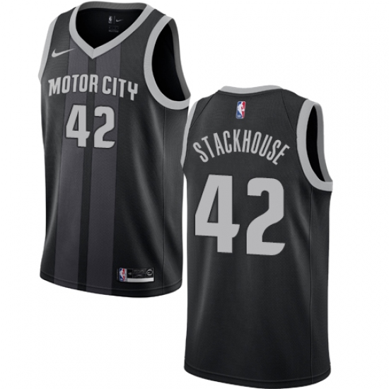 Youth Nike Detroit Pistons #42 Jerry Stackhouse Swingman Black NBA Jersey - City Edition - Ujersey