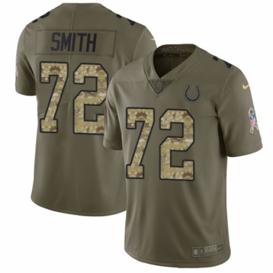 Youth Nike Indianapolis Colts #72 Braden Smith Limited Olive/Camo 2017 Salute to Service NFL Jersey - Ujersey