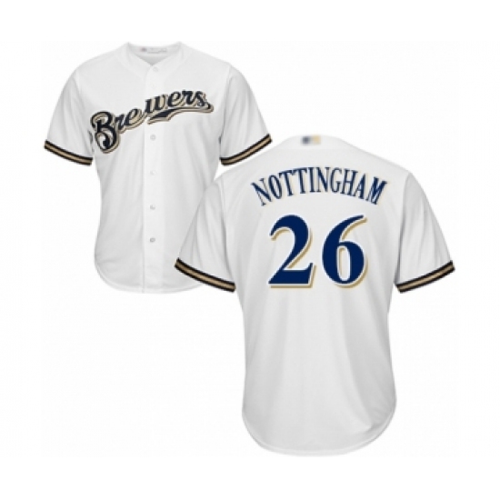 Youth Milwaukee Brewers #26 Jacob Nottingham Authentic White Home Cool Base Baseball Player Jersey - Ujersey