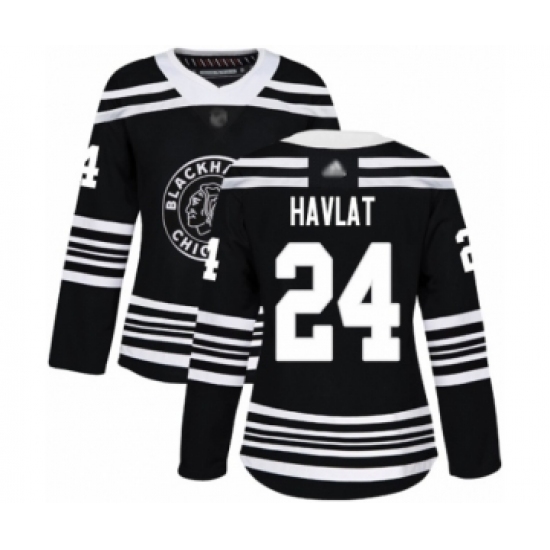 Women's Chicago Blackhawks #24 Martin Havlat Authentic Black Alternate Hockey Jersey - Ujersey