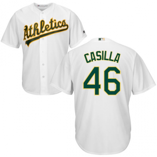 Youth Majestic Oakland Athletics #46 Santiago Casilla Replica White Home Cool Base MLB Jersey - Ujersey