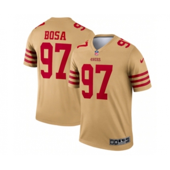 Men's San Francisco 49ers #97 Nick Bosa 2022 New Gold Inverted Legend Stitched Football Jersey - Ujersey