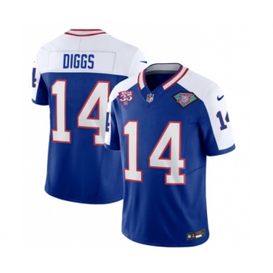 Men's Nike Buffalo Bills #14 Stefon Diggs Blue White 2023 F.U.S.E. 75th Anniversary Throwback Vapor Untouchable Limited Football Stitched Jersey - Ujersey