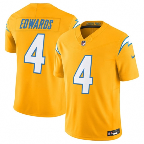 Men's Los Angeles Chargers #4 Taylor Heinicke Gold 2025 F.U.S.E. Alternate Vapor Limited Football Stitched Jersey - Ujersey