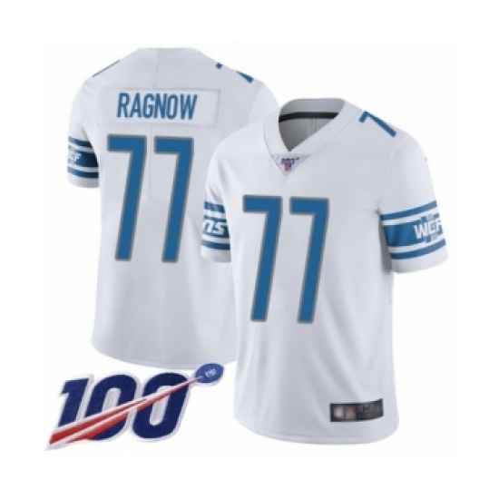 Men's Detroit Lions #77 Frank Ragnow White Vapor Untouchable Limited Player 100th Season Football Jersey - Ujersey