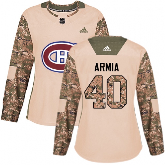 Women's Adidas Montreal Canadiens #40 Joel Armia Authentic Camo Veterans Day Practice NHL Jersey - Ujersey