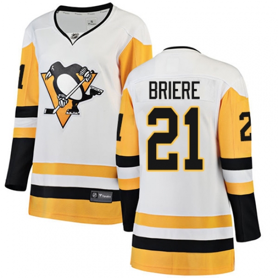Women's Pittsburgh Penguins #21 Michel Briere Authentic White Away Fanatics Branded Breakaway NHL Jersey - Ujersey