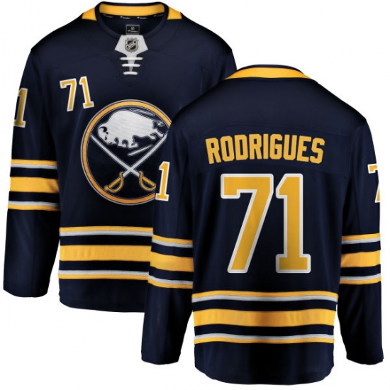 Men's Buffalo Sabres #71 Evan Rodrigues Fanatics Branded Navy Blue Home Breakaway NHL Jersey - Ujersey