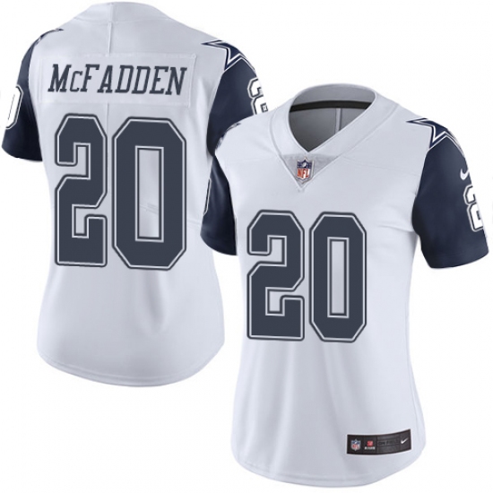 Women's Nike Dallas Cowboys #20 Darren McFadden Limited White Rush Vapor Untouchable NFL Jersey - Ujersey