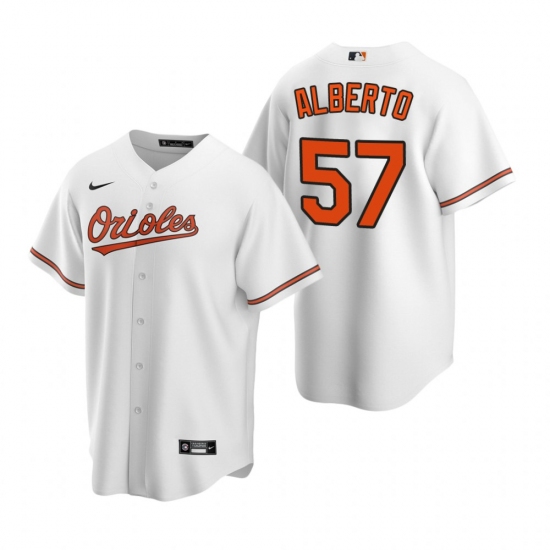 Men's Nike Baltimore Orioles #57 Hanser Alberto White Home Stitched Baseball Jersey - Ujersey