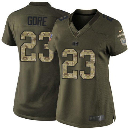 Women's Nike Indianapolis Colts #23 Frank Gore Elite Green Salute to Service NFL Jersey - Ujersey