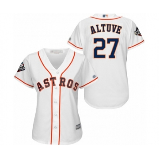 Women's Houston Astros #27 Jose Altuve Authentic White Home Cool Base 2019 World Series Bound Baseball Jersey - Ujersey