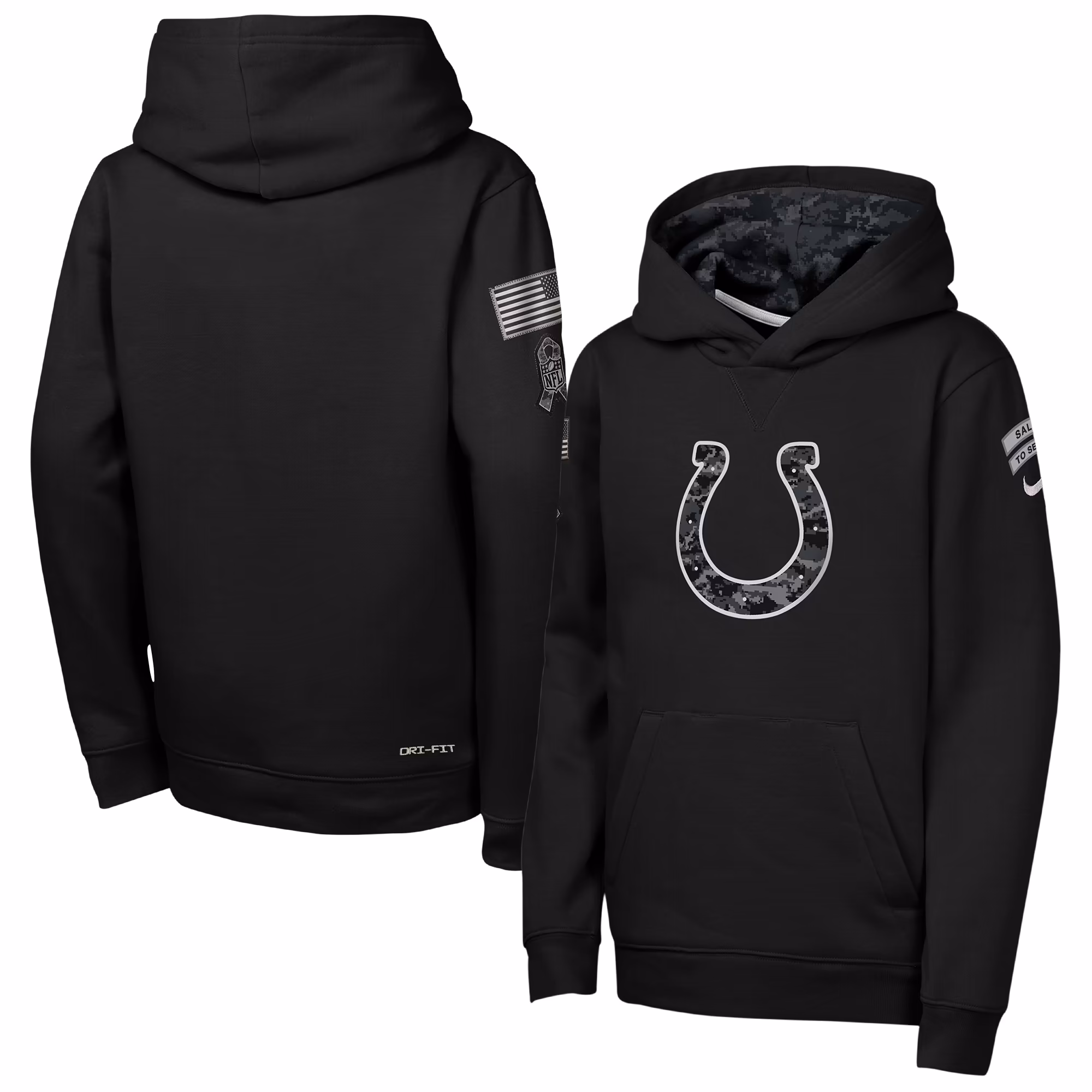 Youth Indianapolis Colts  Nike Black 2026 Salute to Service Club Fleece Pullover Hoodie - U-jersey