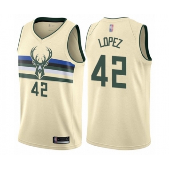 Youth Milwaukee Bucks #42 Robin Lopez Swingman Cream Basketball Jersey - City Edition - Ujersey