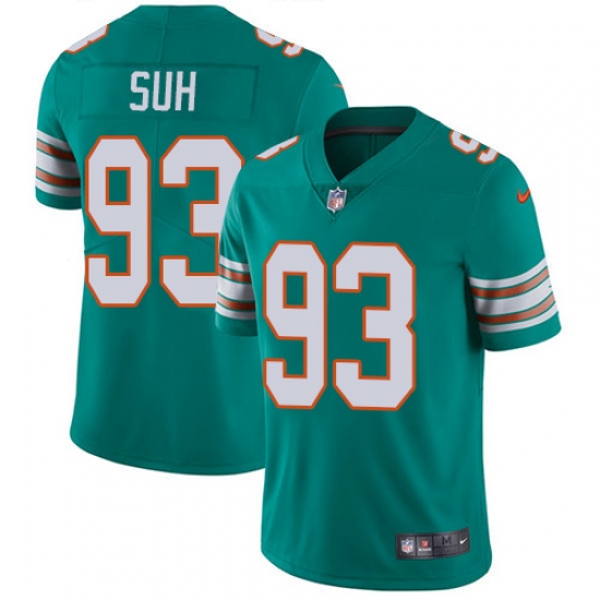 Youth Nike Miami Dolphins #93 Ndamukong Suh Aqua Green Alternate Vapor Untouchable Limited Player NFL Jersey - Ujersey