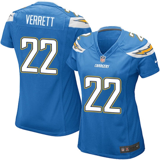 Women's Nike Los Angeles Chargers #22 Jason Verrett Game Electric Blue Alternate NFL Jersey - Ujersey