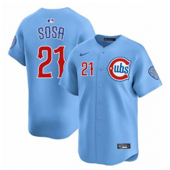 Men's Chicago Cubs #21 Sammy Sosa Blue 2024-25 2nd Alternate Limited Stitched Baseball Jersey - Ujersey