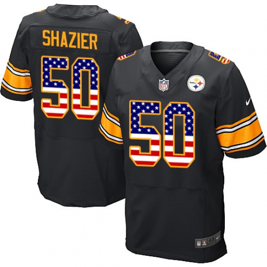 Men's Nike Pittsburgh Steelers #50 Ryan Shazier Elite Black Home USA Flag Fashion NFL Jersey - ujerseystore